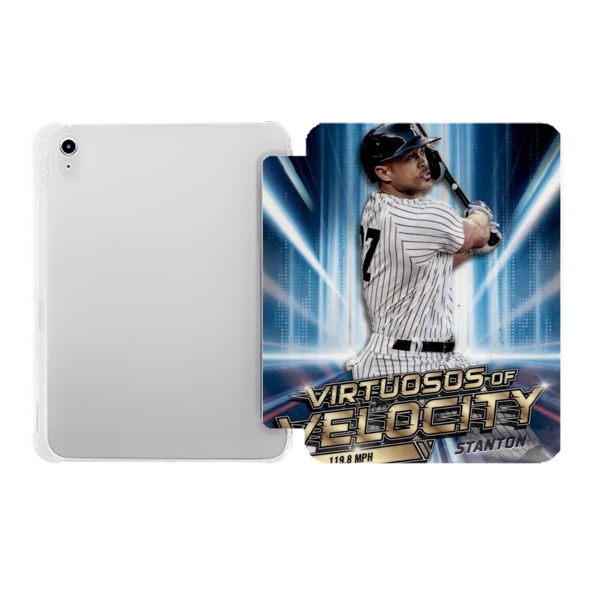 Giancarlo Stanton 33 Premium Tri-Fold PU Leather & Silicone IPad Case With Pencil Slot – Fits 9.5,10.5,10.9 – Adjustable Stand, Slim, Protective